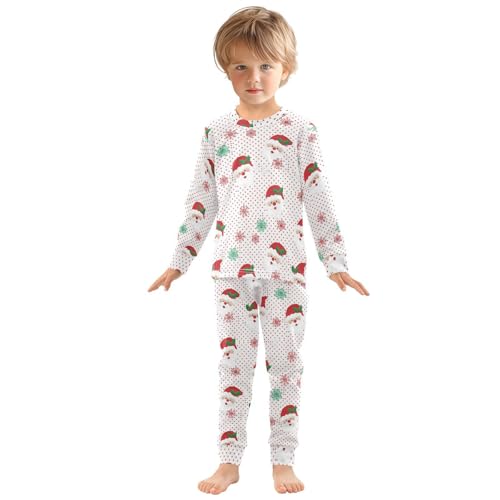 Pajama Sets Long Sleeve Santa Claus Snowflakes Soft Comfy Sleepwear 2 Piece PJS 3-8T2