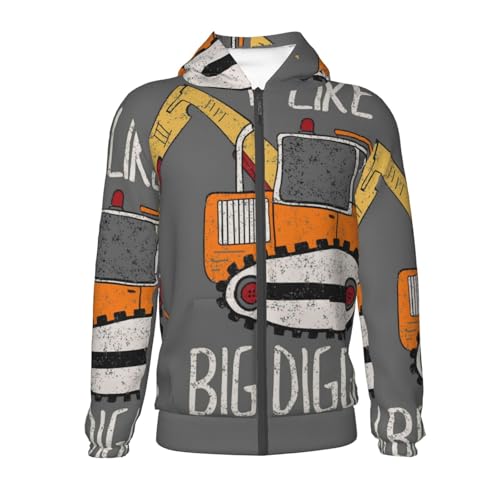 I Like Big Digger Kids Pullover Hoodies Boys Zip Up Sweatshirts Girls Athletic Clothes with Pocket2