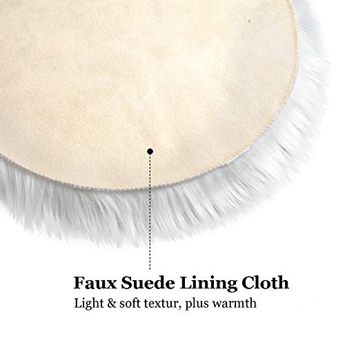 Ivon 15.5 Inches White Round Faux Fur Rug, Fluffy Rug Cushion For Chair, Background For Nail Desk Photos #TOP2