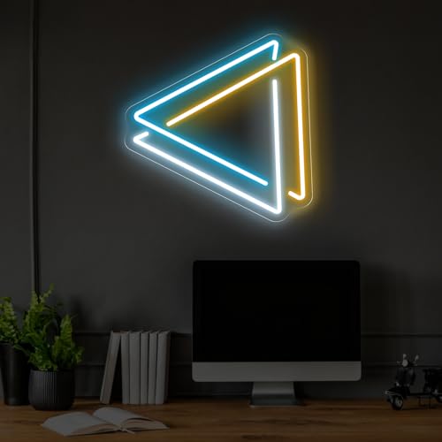 Image of Triangle Neon Sign, Abstract Wall Art, Triangle Dimmable LED Light, Modern Office Neon Sign, Home Wall Decor Room Decoration, 13 inchx11.8 inch