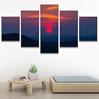 SIGNWIN 5 Panel Canvas Wall Art Landscape Mountain for Home Decorations Ready to Hang - 60
