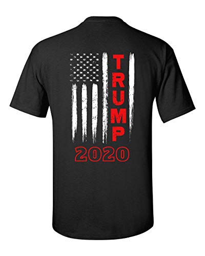 Political Trump 2020 American Flag Adult Short Sleeve T-Shirt-Black-XL