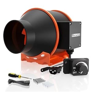 FanGoFast Pijpventilator, 100 mm, regelbaar, 360 m³/u, rookafvoer, inline afvoerventilator, ideale buisventilator met IEC-stopcontact voor ventilatie en afvoerluchtventilator, 230 V, met EU-stekker en