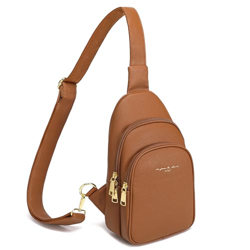 INICAT Crossbody Sling Bags Fanny Packs Leather Purses Chest Bag for Women