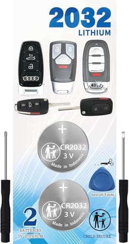 Key Fob Battery Replacement for Audi A3 A4 A5 A6 A7 A8 Q3 Q4 Q5 Q6 Q7 Q8 R8 RS RS3 RS4 RS5 RS6 RS7 S3 S4 S5 S6 S7 S8 SQ5 SQ7 SQ8 TT Allroad Sportback Quattro (Check Fitment Guide) 2 Packs Batteries