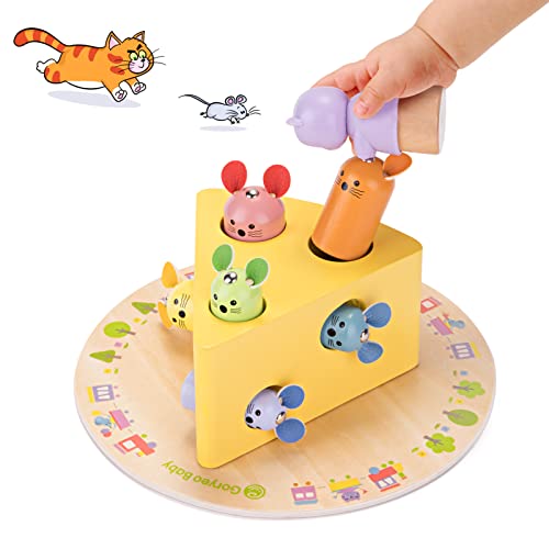 YGJT Juguetes Montessori 1 Año, Juguete de Madera Bebes 10-36 Meses, Juegos Educativos de Niños 1 2 3 Años, Desarrollar Habilidades de Clasificar, Regalo Bebe de Cumpleaños/Navidad (Queso-Madera) Cover