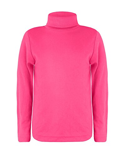 LOTMART Enfants Manches Longues col roulé Uni Haut Basique Garçon Fille Polo Jersey haut - Rose, 9-10 Ans Cover