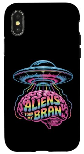 Aliens Took My Brain UFO �U�� ���C���{�[�A�[�g���[�N �X�}�z�P�[�X iPhone X/XS �p