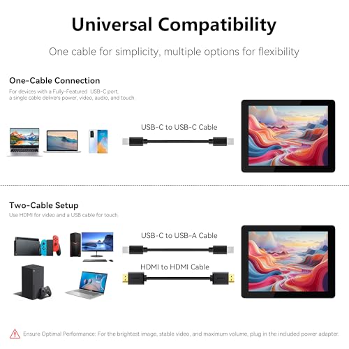 Image of 9.7 inch 2K Portable Monitor Touchscreen, 2048x1536 IPS Display with 10-Point Touch, HDMI & Dual USB-C, CNC Aluminum Body, Built-in Speaker, Protective Case for PC /Phone /Travel /Home Office