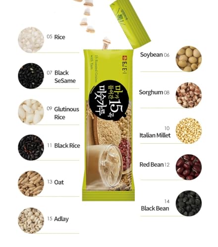 Damtuh Misugaru Powder – Korean 15 Grains Multigrain Drink Mix, Balanced Sweetness, Nutty & Smooth, Traditional Korean Breakfast Beverage, 20g x 40 Sticks - Thumbnail 5