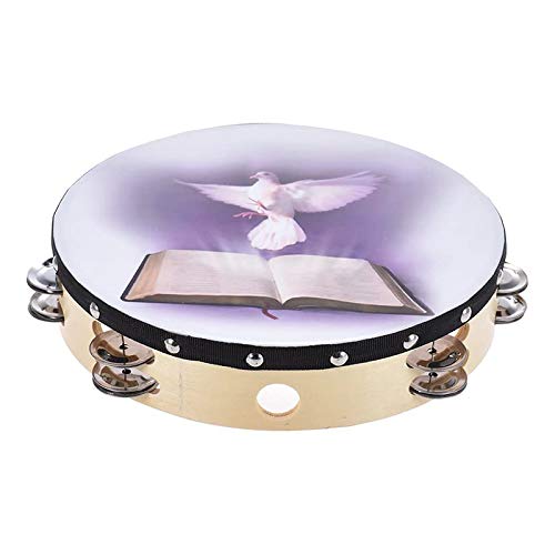 Scucs Tamboerijn dubbele rij jingle percussie instrument kerk handheld tamboerijn enkele rij tamboerijnen met jingle… - Image 5