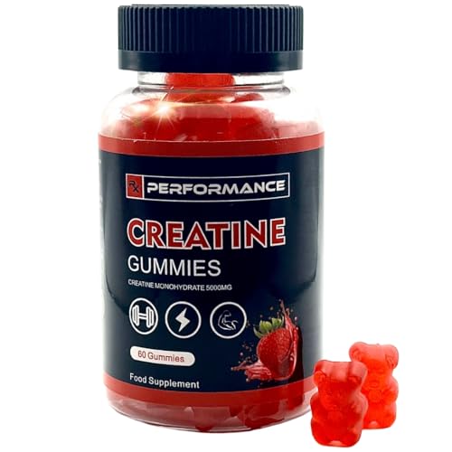 Creatine Gummies 5000mg |RX Performance - 1 Month Supply. Strawberry Flavoured, Vegan, Sugar-Free Muscle Growth Supplements for Enhanced Performance & Recovery