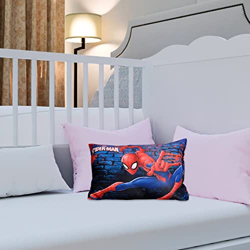 Kuber Industries Marvel Spiderman Print Kid's Pillow|Polyester Super Soft Kids Pillow for Sleeping & Travel,12 x 18 Inch,(Navy Blue)