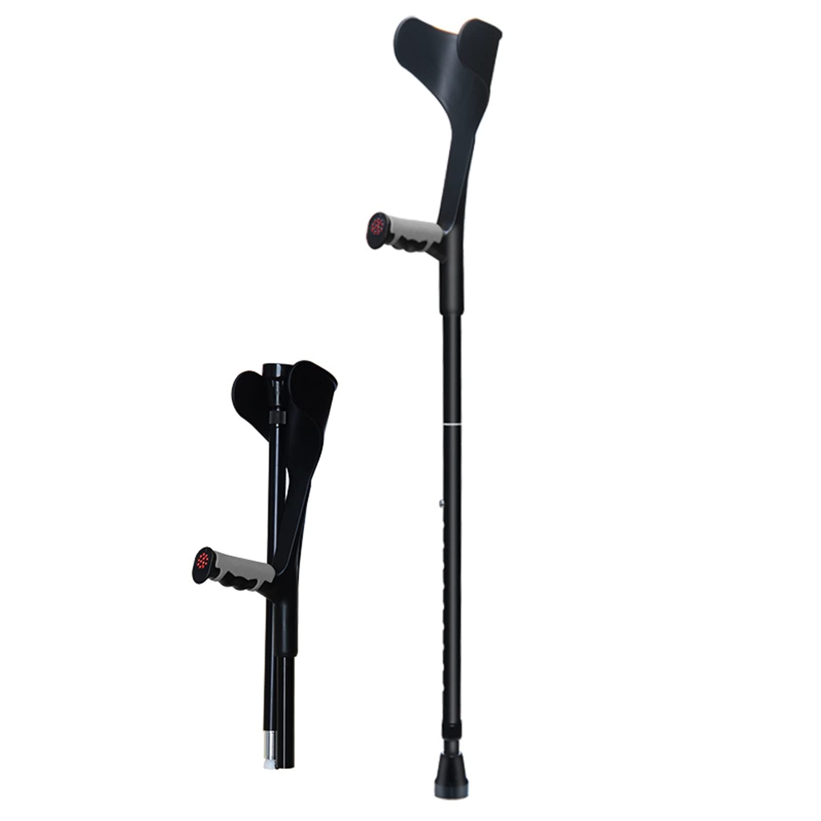 Stampella per Avambraccio per Adulti (2 unità), Stampelle Canadesi Ergonomico in Alluminio Pieghevole, Stampella Ortopedica Regolabile, per Anziani Disabili (Color : Black)