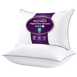 JOLLYVOGUE Pillows Queen Size Set of 2, Soft Supportive Bed Pillows with Super Soft Down Alternative Fill, Luxury Fluffy Hotel Quality for Side, Back, and Stomach Sleepers