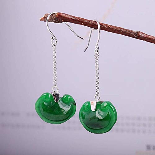 Boucles d'oreilles émeraude S925 en argent fin de style long et raffiné