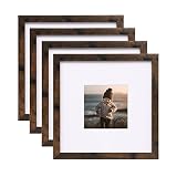KINLINK 8x8 Picture Frames Rustic Brown, Square Photo Frames with Real Glass, Composite Wood Picture