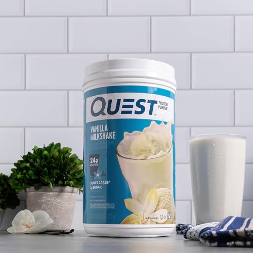 Image of Quest Nutrition Vanilla Milkshake Protein Powder, 24g of Protein, 1g of Sugar, Low Carb, Gluten Free, 1.6 Pound, 23 Servings (Pack of 4)