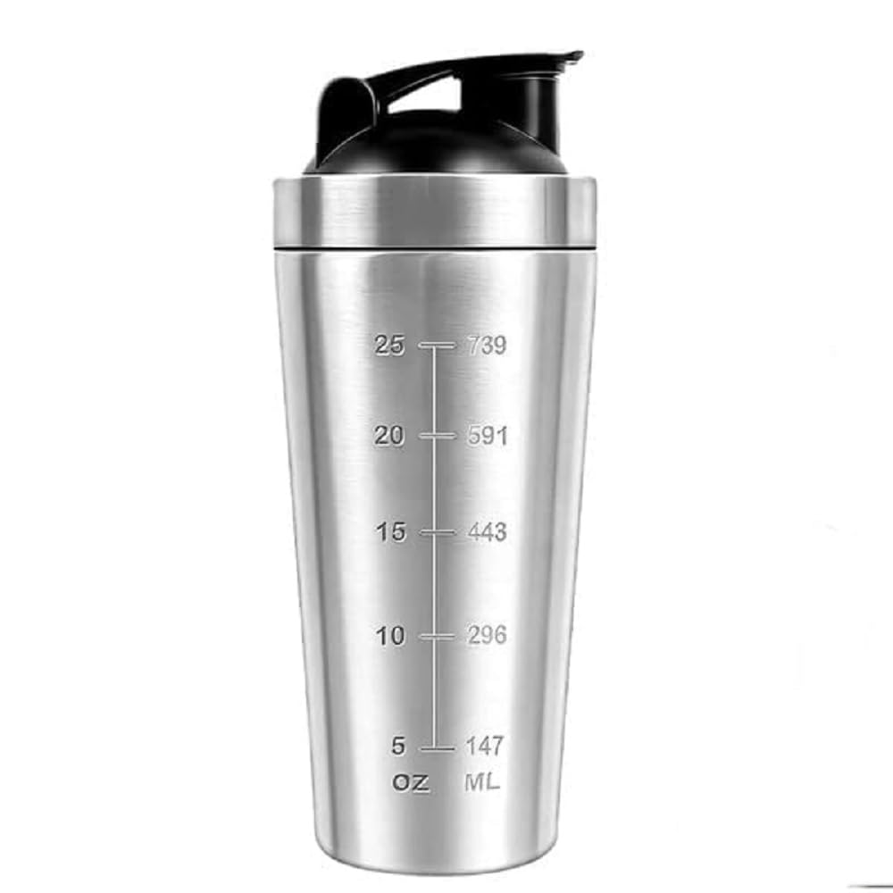 ONSUR Stainless Steel Gym Shaker Bottle LeakProof, BPAFree with Metal Whisk Ball, One Hand Flip Lid Durable & Portable for Gym, Travel, Workout1000 mL Aprox Sipper Protein Shaker-image-9