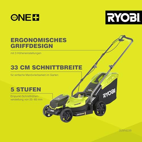 RYOBI 18 V ONE+ akumulatorska kosilica OLM1833B, širina rezanja 33 cm