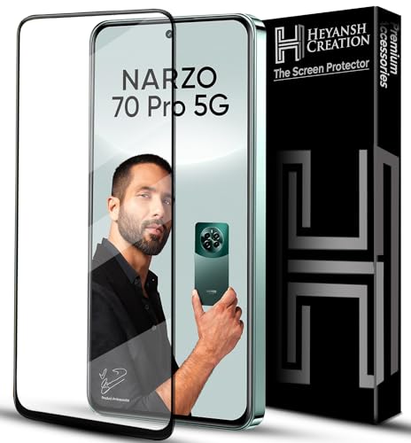 Image of Tempered Glass Screen Protector Compatible For Realme Narzo 70 Pro 5G With Edge To Edge Coverage And Easy Installation Kit, Pack Of 1, Black (Realme Narzo 70 Pro 5G)