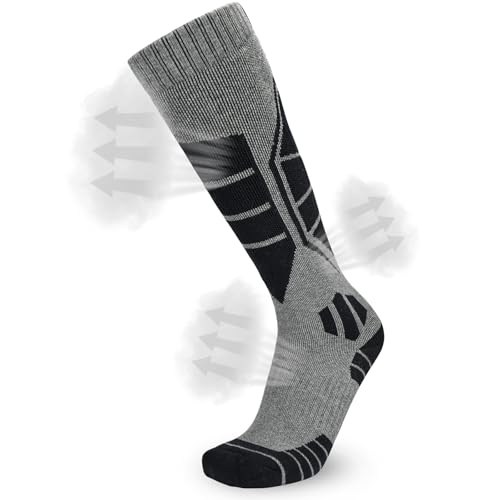 ouhos 2 pares de calcetines térmicos de esquí para hombre 43-46, cálidos, hasta la rodilla, gruesos, para invierno, clima frío, nieve, snowboard, caza, senderismo - imagen 2