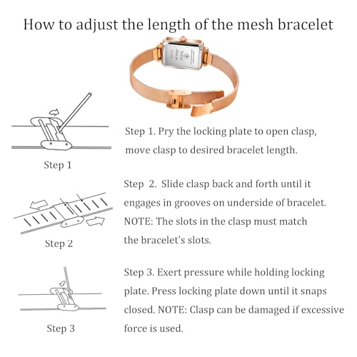 Taxau Womens Dress Watch with Mesh Band Small Womens Watches for Small Wrists Rose Gold Square Analog Quartz Dress Rectangle Lady Watch reloj para Mujer — view 5