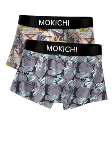 Image of Men's Boxer Briefs Pack, Breathable Stretch Underwear with Wide Comfort Elastic Waistband, Soft Geometric Print Trunks, Multi-Pack
