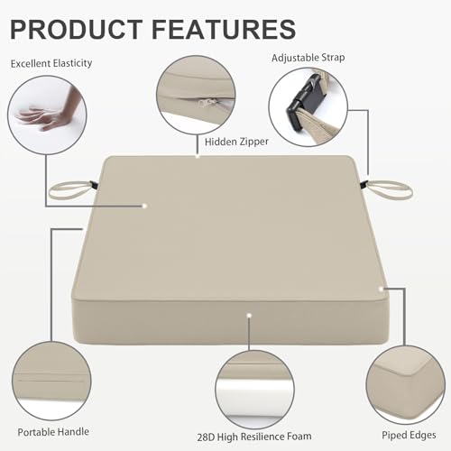 image for Favoyard Patio Chair Cushions 19 x 19 x 3 Inch Waterproof Outdoor Seat