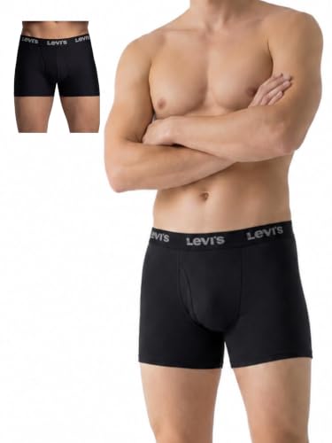 Image of Levi's 001 Classic Boxer Brief for Men | 100% Pure Cotton | Solid | Mid-Rise Men's Underwear | Anti-Roll Waistband | Durable Comfort with Extra Supportive Gusset | Functional Fly | Pack of 2