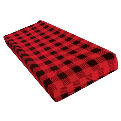 Image of Hudson Baby Unisex Baby Cotton Changing Pad Cover, Buffalo Plaid, One Size