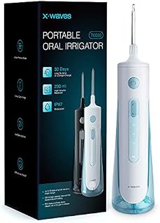 Water Flosser Cordless, X-WAVES 4-Mode Portable Oral Irrigator IPX7 Waterproof teeth cleaner, USB