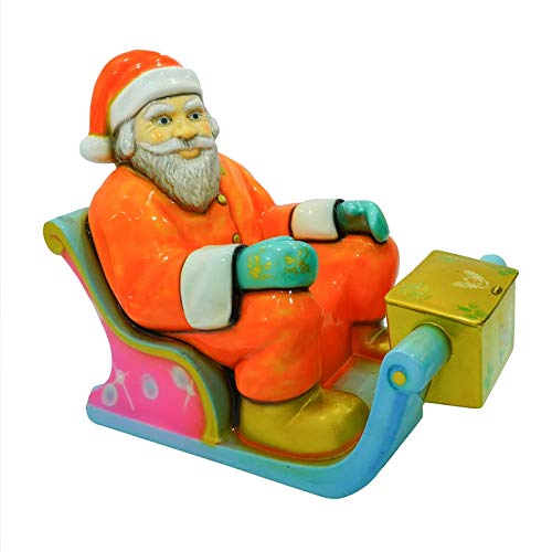 Trineo de resina de Papá Noel naranja y turquesa para exterior e interior, 60 x 115 x 110 cm para shooting decoración navideña