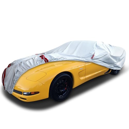 Image of Waterproof Car Covers Replace for 1997-2004 Corvette C5, 6 Layers All Weather Custom-fit Car Cover with Zipper Door & 18 Ponit Windproof Bands for Snow Rain Dust Hail Protection