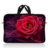 LSS 15.6 inch Laptop Sleeve Bag Compatible with Acer, Asus, Dell, HP, Sony, and More | Carrying Case Pouch w/Handle, Pink Rose Floral Flower
