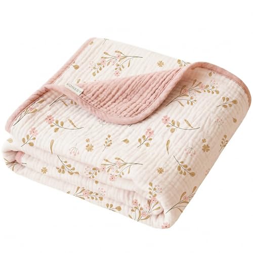 Konssy Muslin Baby Blankets for Girls Boys, 100% Cotton...