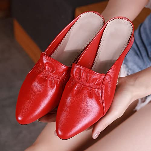 Slippers Women Summer Flats Lady Sandals Slippers Genuine Leather Slip on Pointed Women Mules Outdoor Slipper Shoes Woman Slides4
