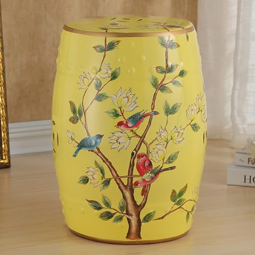 Taburete de jardín de cerámica pintado a mano, mesa auxiliar redonda decorativa para sala de estar, casa de campo clásica y decoración de campo francés, muebles de porcelana esmaltada