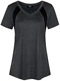 Zugeet Yoga Tops for Women Short Sleeve Workout Shirts Mesh Athletic Tshirts V-Neck Moisture Wicking