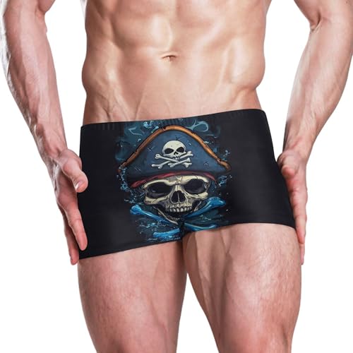 Skull Pirate Mens Swim Trunk Swimwear Bathing Suit Swim Brief Square Leg Board Short S S04074482