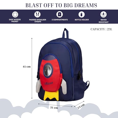 Image of F Gear Cocoa 23L Backpack|Soft Touch|Colourful & attractive theme brings a fun space-inspired look|with two Spacious Compartments,1 Front Pocket & Water Bottle Holder