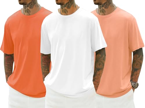 Image of RodZen Oversized Baggy Fit Half Sleeves Round Neck Solid Cotton Blend Combo T-Shirt for Men (Pack of 3)