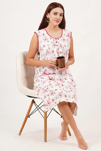 Image of Breezly Woman's Long Short Calf Length Pure Cotton Nighty