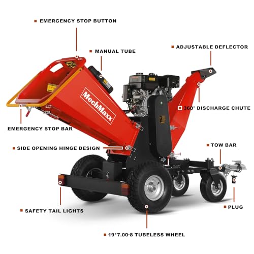 Mechmaxx B150 6'' Inch 420Cc 15Hp E-Start Gas Powered 4-Wheels Wood Chipper Shredder Mulcher thumb #1