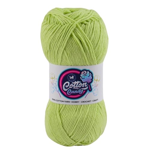 Image of NESTNHAVEN Cotton Candy 100% Cotton Yarn - (100g, 185 Meters) - Luxury Yarn for Crochet, Amigurumi, Embroidery, Toys, Garments, Flowers and Hobby, Projects. (Parrot Green) | (900 Gm)