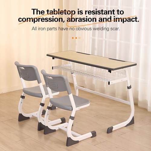 Bureau et chaise double type C robuste avec piétement ergonomique et hauteur réglable