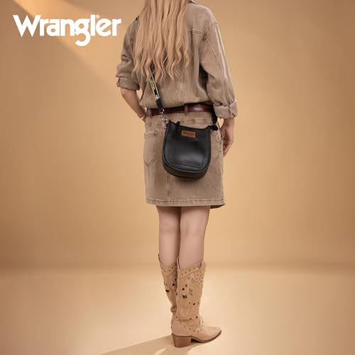 Image of Wrangler Small Crossbody Bag for Women, Mini Shoulder Purse with Adjustable Strap, Vegan Leather Phone Purse
