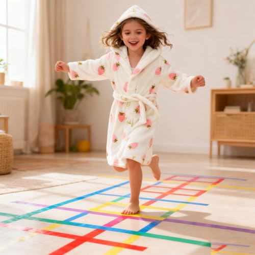 Image of Kids Bathrobe Hooded Plush Fleece Robe for Girls Boys