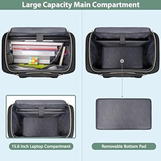 MATEIN Rolling Laptop Bag for Women, 15.6 Inch Rolling Briefcase with Wheels &Detachable Cart, Roller Computer Teacher Tote Bag with Insulated Lunch Box for Nurse Work Business Office, Deep Black