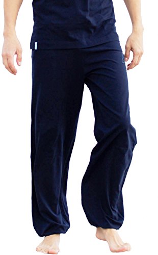Pantalon de yoga Esparto « Sitaara », pour homme et pour femme (en style Boyfriend), en coton bio L bleu nuit Cover
